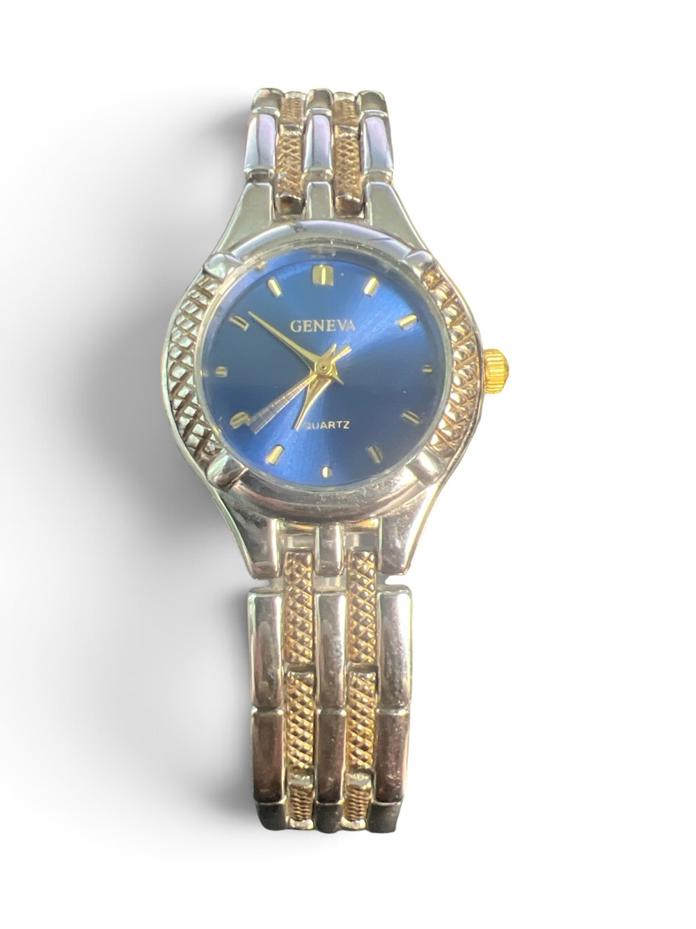 Geneva Women's Two Tone Blue Dial Quartz Bracelet Watch Gold Silver Tone